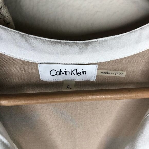 Calvin Klein Cream Tan Mixed-Media Blouse XL - Picture 9 of 9
